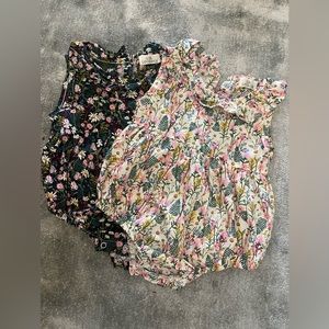 Two ADORABLE Rompers 3-6 months. Light weight. Botique brand.